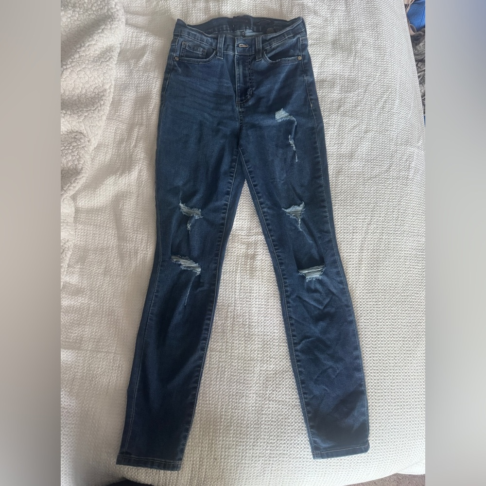 Kendall & Kylie Dark Blue,high rise Distressed jeans. Womens size 3. - Picture 2 of 6